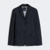 Enkelrijig stretch denim jasje, ultramarijn Enkelrijig stretch denim jasje, ultramarijn