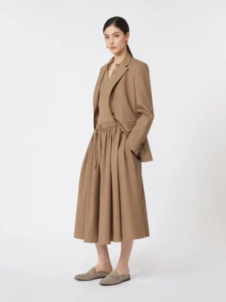 Enkelrijige blazer van wol, hazelnootbruin