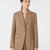 Enkelrijige blazer van wol, hazelnootbruin Enkelrijige blazer van wol, hazelnootbruin