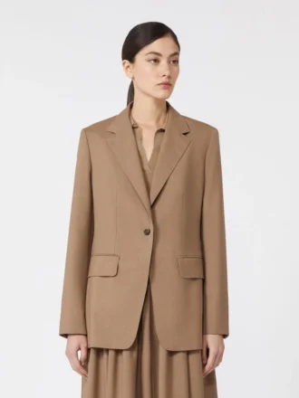 Enkelrijige blazer van wol, hazelnootbruin