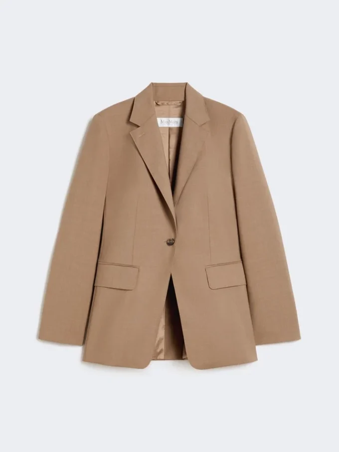 Enkelrijige blazer van wol, hazelnootbruin Enkelrijige blazer van wol, hazelnootbruin