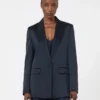 Envers satijnen blazer, middernachtblauw Envers satijnen blazer, middernachtblauw