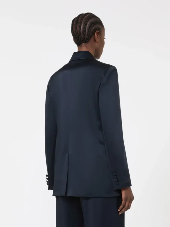 Envers satijnen blazer, middernachtblauw Envers satijnen blazer, middernachtblauw