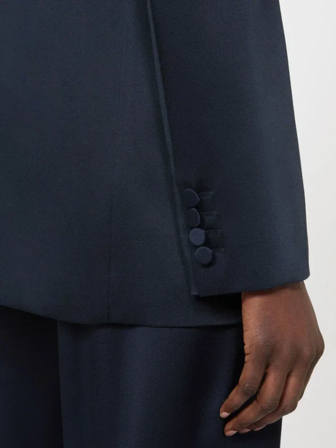 Envers satijnen blazer, middernachtblauw Envers satijnen blazer, middernachtblauw