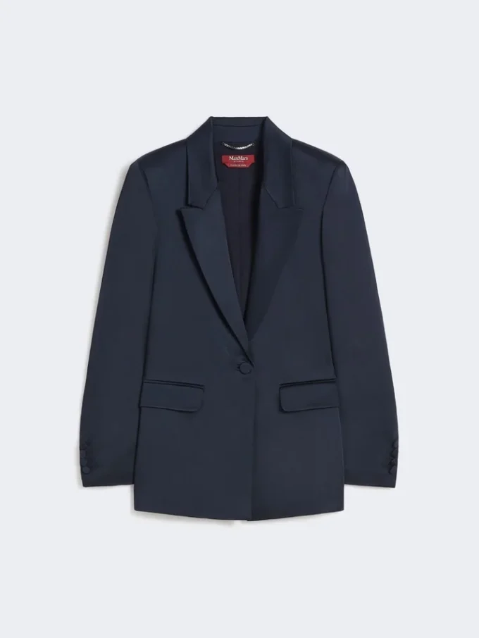 Envers satijnen blazer, middernachtblauw Envers satijnen blazer, middernachtblauw