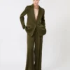 Envers satijnen blazer, mosgroen