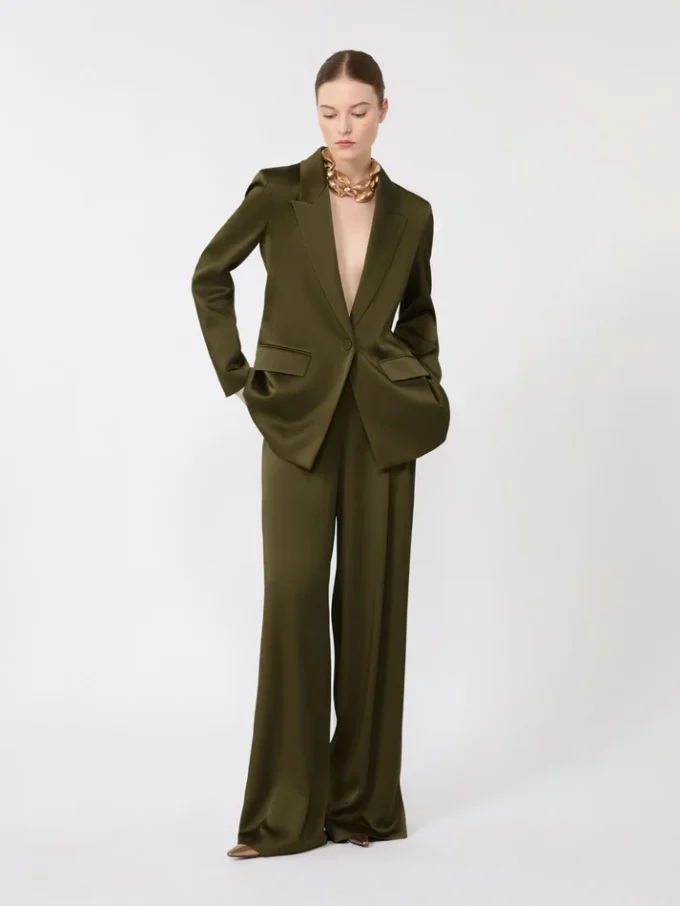 Envers satijnen blazer, mosgroen