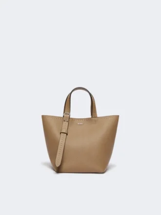 Extra kleine leren Archetipo-tas, modderkleur