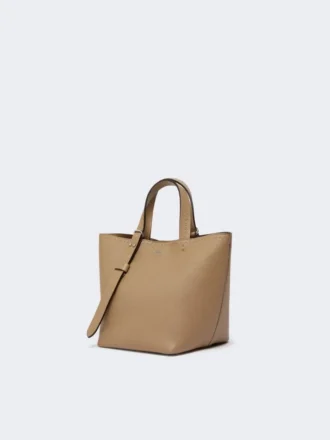 Extra kleine leren Archetipo-tas, modderkleur