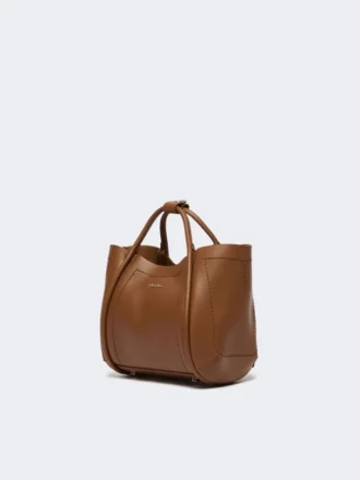 Extra kleine leren tas in marineblauw, bruin-brons