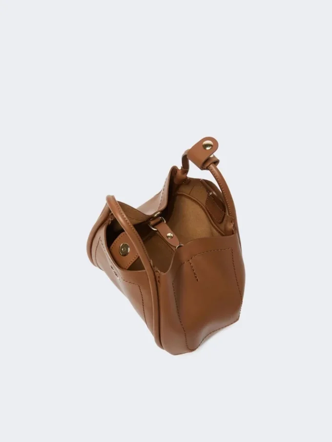 Extra kleine leren tas in marineblauw, bruin-brons Extra kleine leren tas in marineblauw, bruin-brons