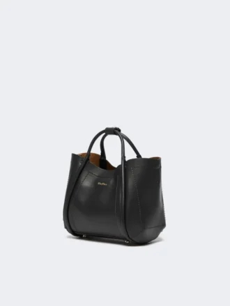 Extra kleine leren tas in marineblauw, zwart