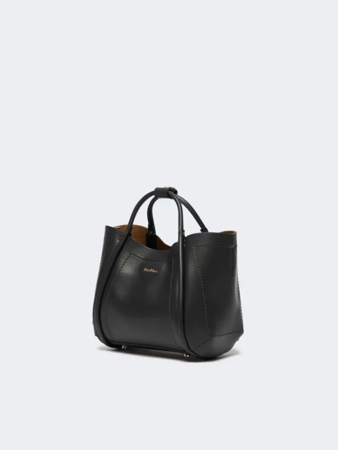 Extra kleine leren tas in marineblauw, zwart Extra kleine leren tas in marineblauw, zwart