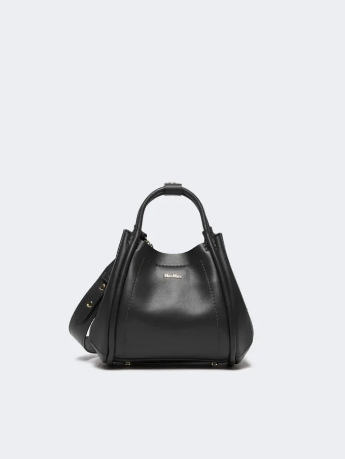Extra kleine leren tas in marineblauw, zwart Extra kleine leren tas in marineblauw, zwart