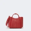 Extra kleine maritieme tas met raffia-look en mandvlechtwerk, rood