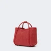 Extra kleine maritieme tas met raffia-look en mandvlechtwerk, rood