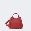 Extra kleine maritieme tas met raffia-look en mandvlechtwerk, rood