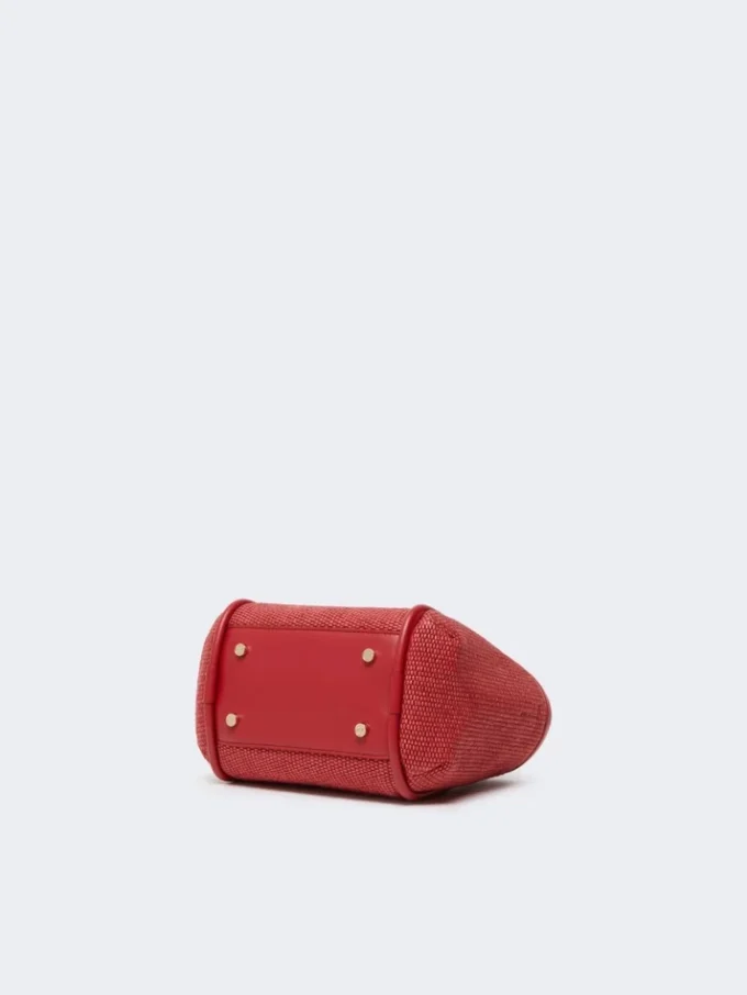 Extra kleine maritieme tas met raffia-look en mandvlechtwerk, rood