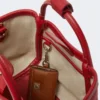 Extra kleine maritieme tas met raffia-look en mandvlechtwerk, rood