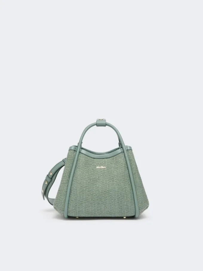 Extra kleine maritieme tas met raffia-look en mandvlechtwerk, saliegroen Extra kleine maritieme tas met raffia-look en mandvlechtwerk, saliegroen