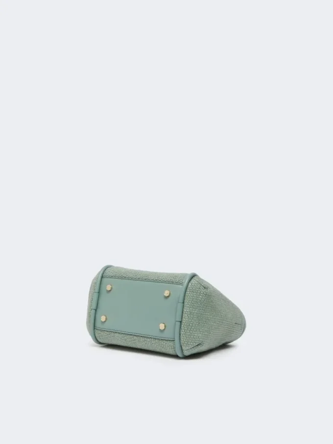 Extra kleine maritieme tas met raffia-look en mandvlechtwerk, saliegroen Extra kleine maritieme tas met raffia-look en mandvlechtwerk, saliegroen