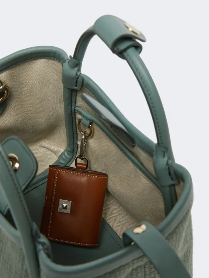 Extra kleine maritieme tas met raffia-look en mandvlechtwerk, saliegroen Extra kleine maritieme tas met raffia-look en mandvlechtwerk, saliegroen