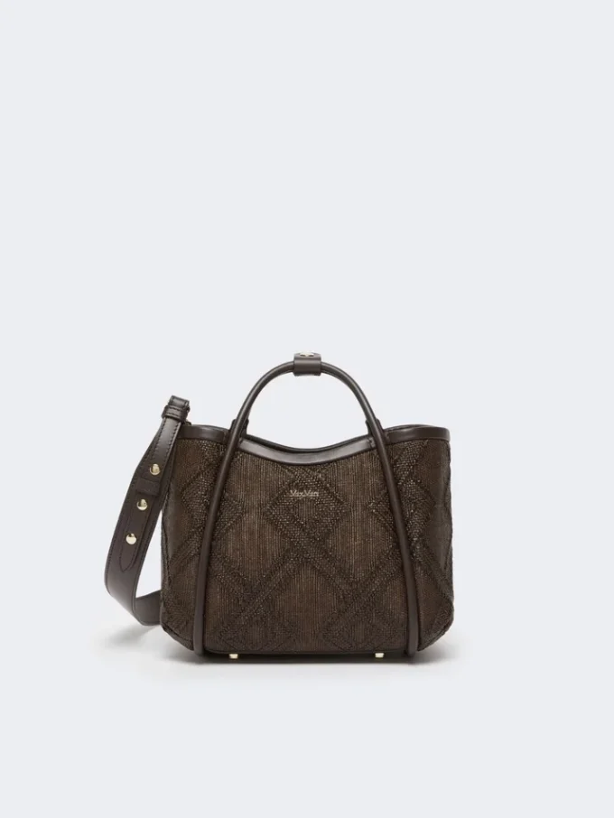 Extra kleine tas in maritieme stijl met ruitpatroon in mandvlechtwerk, donkerbruin Extra kleine tas in maritieme stijl met ruitpatroon in mandvlechtwerk, donkerbruin