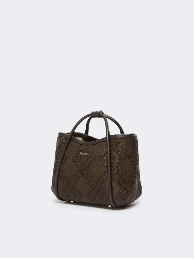 Extra kleine tas in maritieme stijl met ruitpatroon in mandvlechtwerk, donkerbruin Extra kleine tas in maritieme stijl met ruitpatroon in mandvlechtwerk, donkerbruin