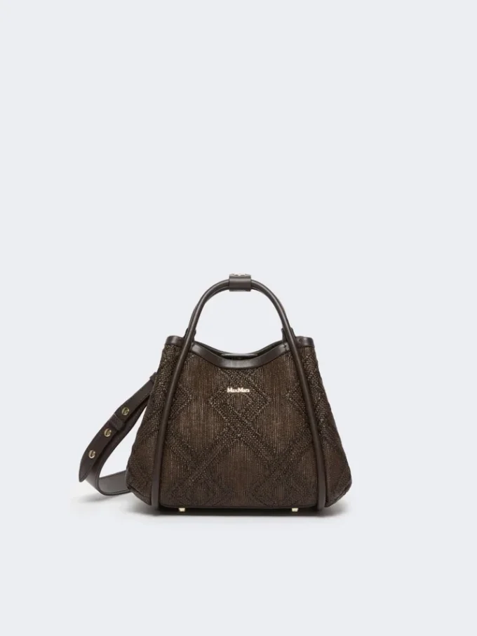 Extra kleine tas in maritieme stijl met ruitpatroon in mandvlechtwerk, donkerbruin Extra kleine tas in maritieme stijl met ruitpatroon in mandvlechtwerk, donkerbruin
