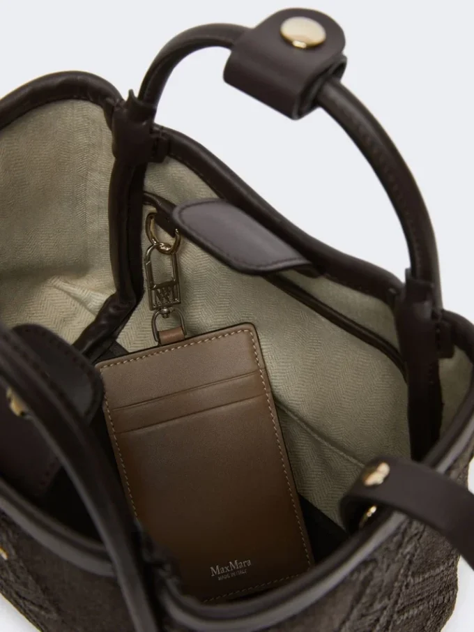 Extra kleine tas in maritieme stijl met ruitpatroon in mandvlechtwerk, donkerbruin Extra kleine tas in maritieme stijl met ruitpatroon in mandvlechtwerk, donkerbruin
