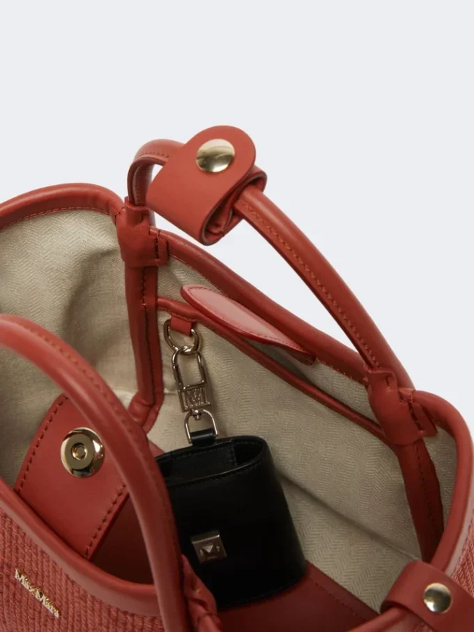 Extra kleine tas in raffia-look met mandvlechtwerk, terracotta Extra kleine tas in raffia-look met mandvlechtwerk, terracotta