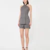 Gabardine wollen short, middengrijs Gabardine wollen short, middengrijs