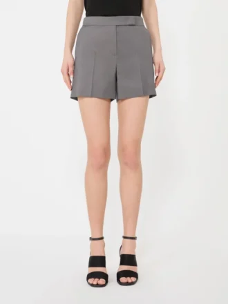 Gabardine wollen short, middengrijs