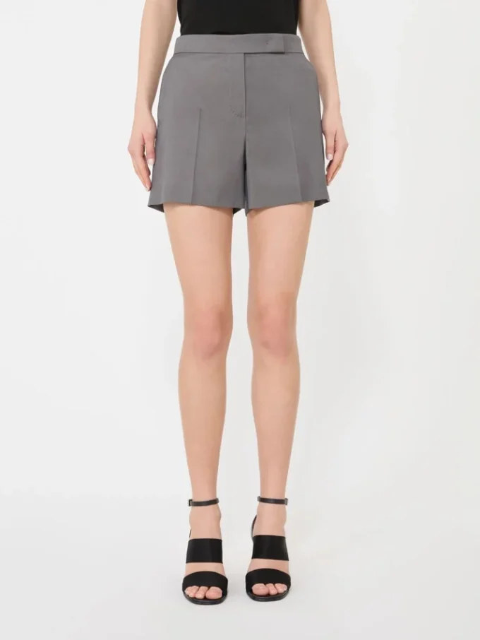 Gabardine wollen short, middengrijs Gabardine wollen short, middengrijs
