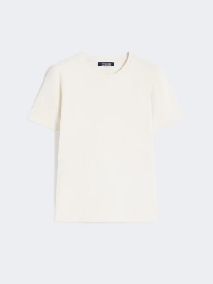 Geborduurd jersey T-shirt, zandkleur Geborduurd jersey T-shirt, zandkleur