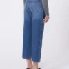 Geborduurde denim jeans, marineblauw