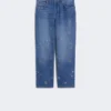 Geborduurde denim jeans, marineblauw