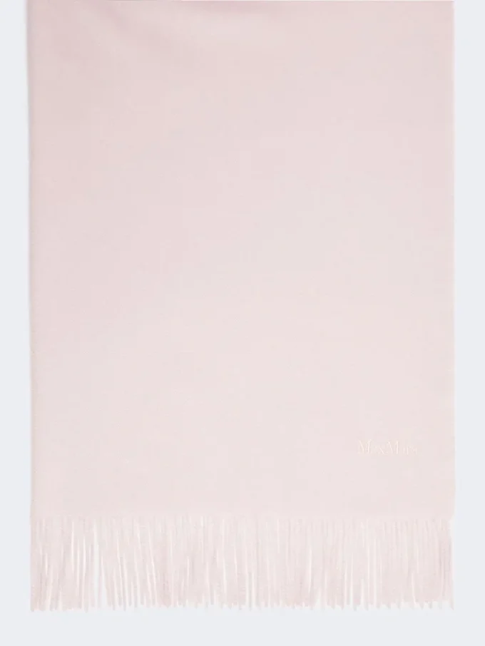 Geborduurde kasjmier stola met franjes, roze Geborduurde kasjmier stola met franjes, roze