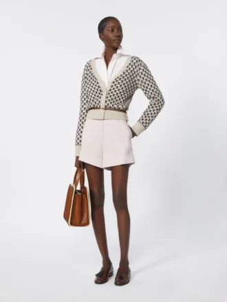 Gepatronneerd vest van wol en kasjmier, beige