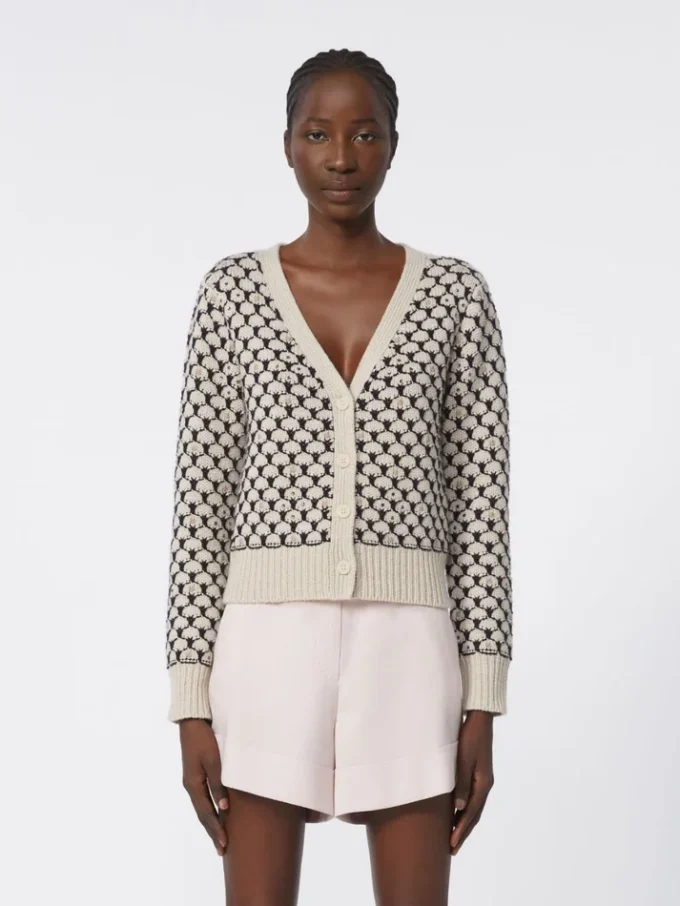 Gepatronneerd vest van wol en kasjmier, beige Gepatronneerd vest van wol en kasjmier, beige