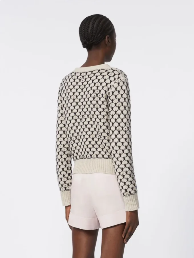 Gepatronneerd vest van wol en kasjmier, beige Gepatronneerd vest van wol en kasjmier, beige