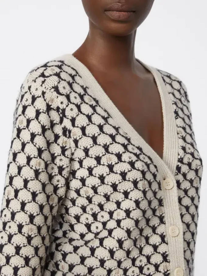 Gepatronneerd vest van wol en kasjmier, beige Gepatronneerd vest van wol en kasjmier, beige