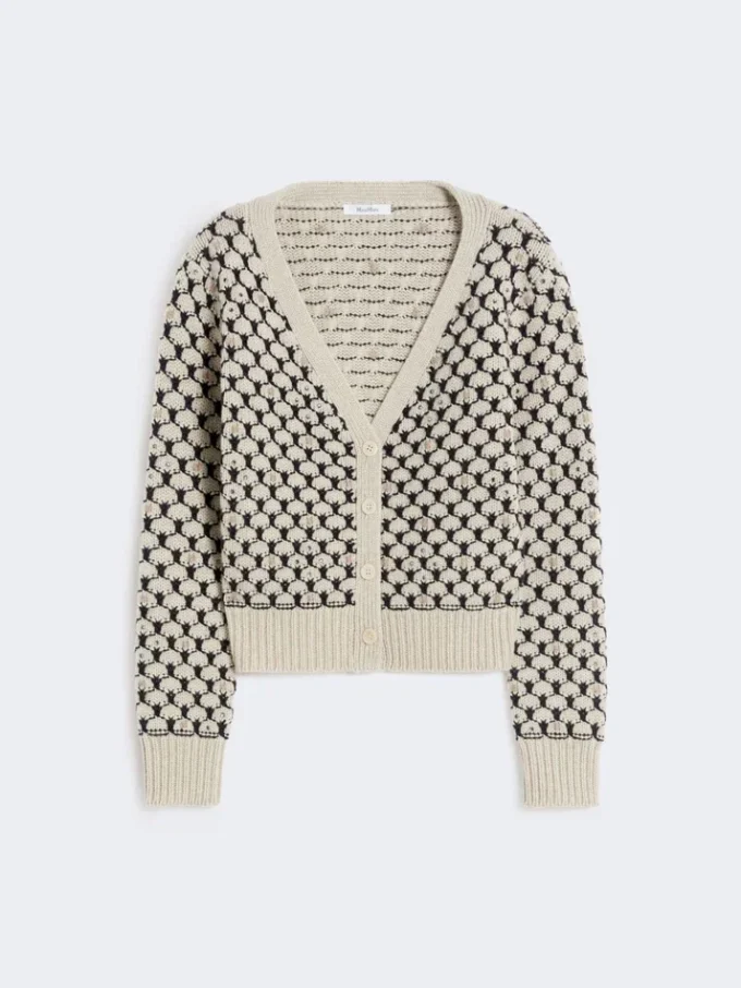 Gepatronneerd vest van wol en kasjmier, beige Gepatronneerd vest van wol en kasjmier, beige
