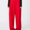 Gepleateerde stretch-wollen broek, rood Gepleateerde stretch-wollen broek, rood