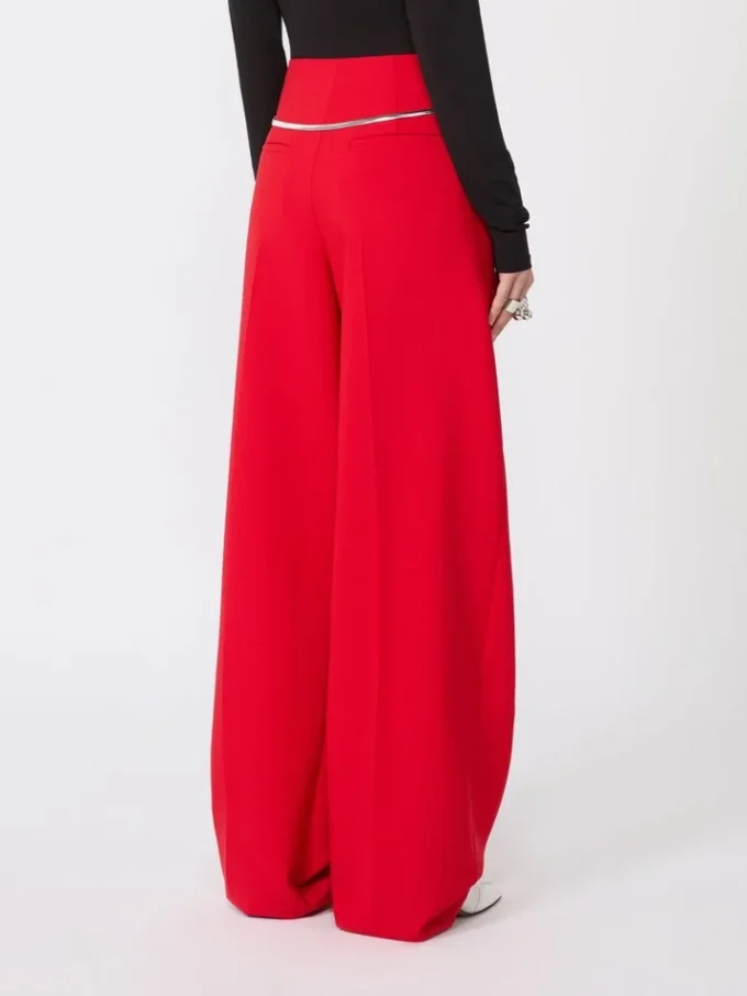 Gepleateerde stretch-wollen broek, rood Gepleateerde stretch-wollen broek, rood