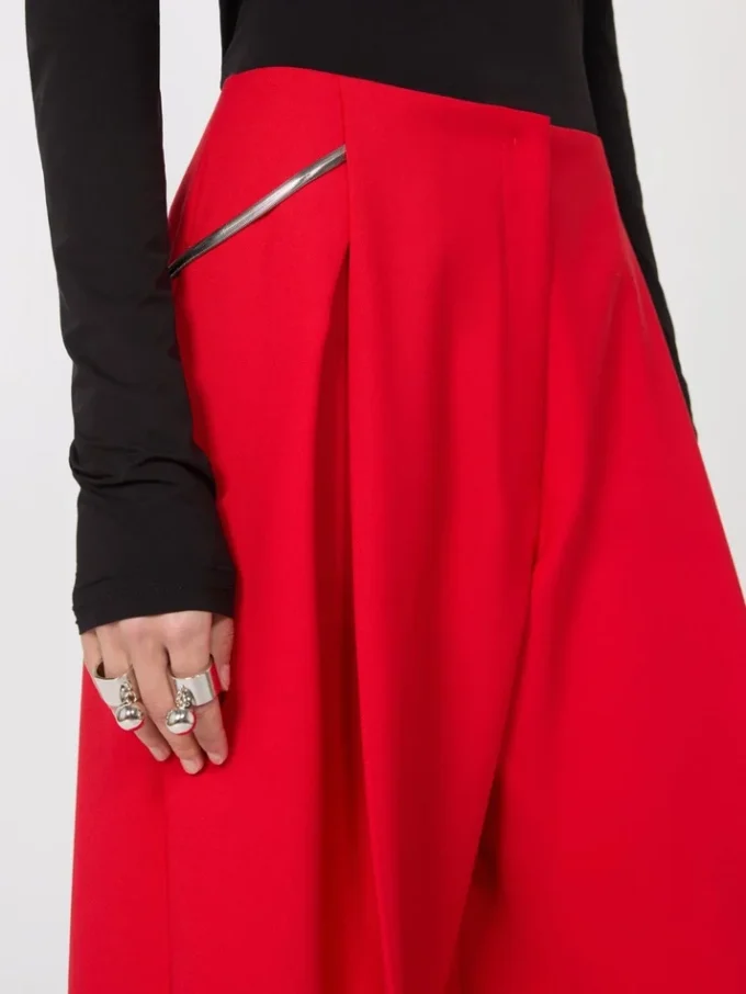Gepleateerde stretch-wollen broek, rood Gepleateerde stretch-wollen broek, rood