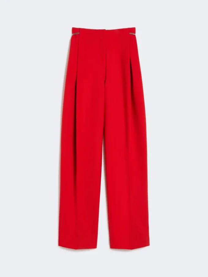 Gepleateerde stretch-wollen broek, rood Gepleateerde stretch-wollen broek, rood