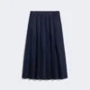 Geplooide denim rok, marineblauw