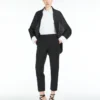 Geplooide stoffen bolero, zwart