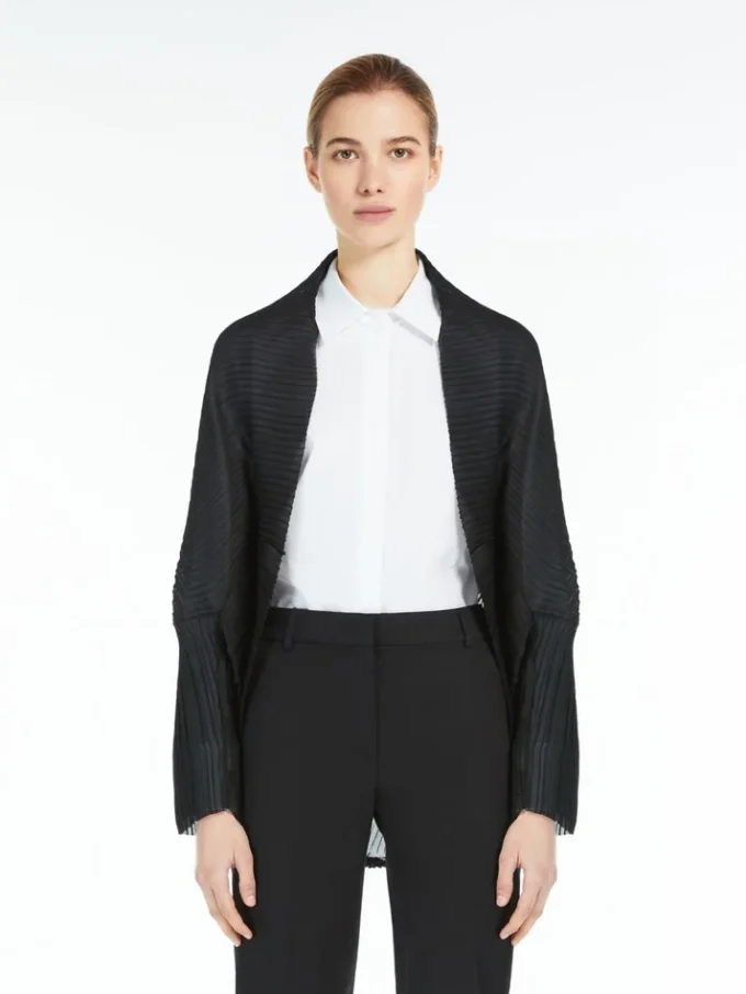 Geplooide stoffen bolero, zwart